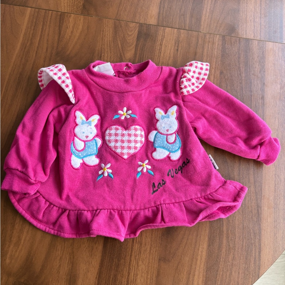 3/6 Months Girls Cuties by Judy Long Sleeve Top with Bunnies